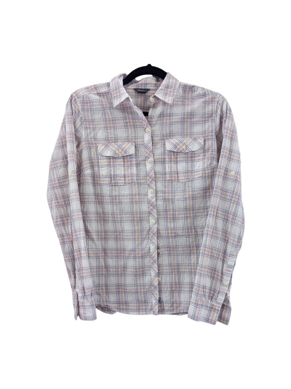 Eddie Bauer lightweight plaid Western style button up,XS,EUC